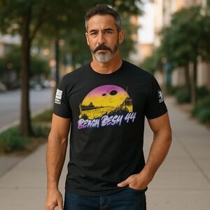Grunt Style Beach Bash '44 T-Shirt Large Black Patriotic Graphic USA
